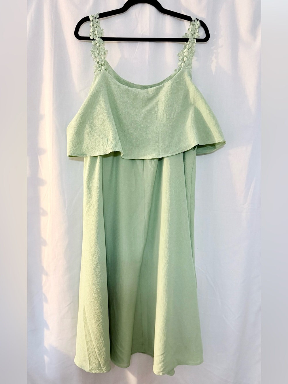 Mint Green Spaghetti Strap Ruffle Sundress